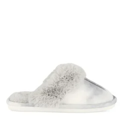 Chaussons GRIS Femme Motif Uni A Enfiler