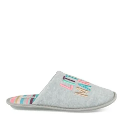 Chaussons GRIS Femme Motif Uni A Enfiler