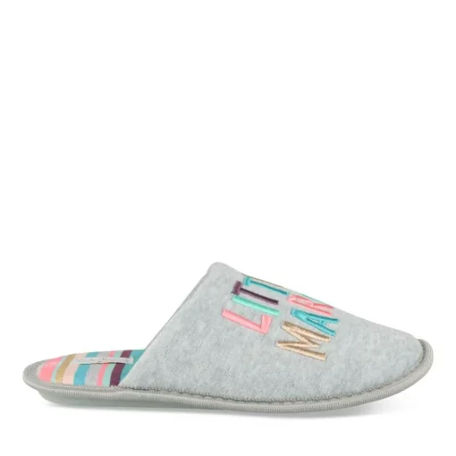 Chaussons GRIS Femme Motif Uni A Enfiler