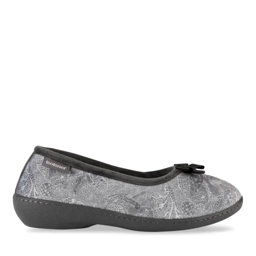Chaussons GRIS Femme Motif Uni A Enfiler