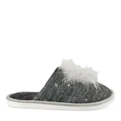 Chaussons GRIS Femme Motif Etoiles A Enfiler