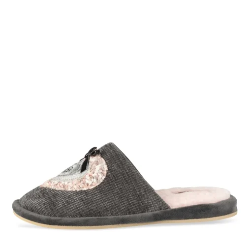Chaussons GRIS Femme Motif Uni A Enfiler