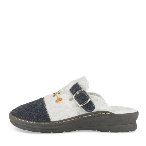 Chaussons GRIS Femme Motif Uni A Enfiler