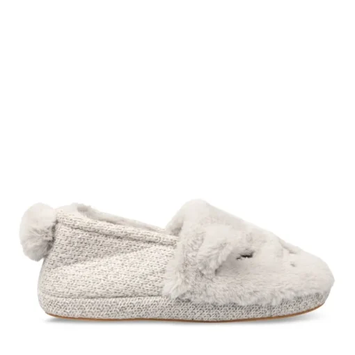 Chaussons GRIS Femme Motif Animal A Enfiler