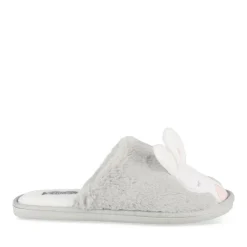 Chaussons GRIS Femme Motif Animal A Enfiler