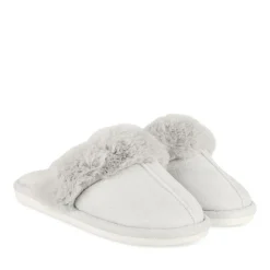 Chaussons GRIS Femme Motif Uni A Enfiler