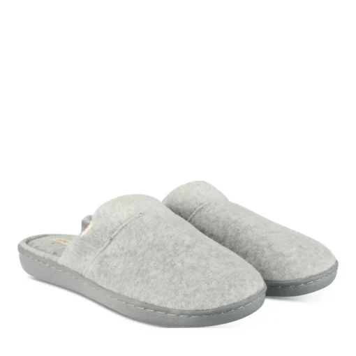 Chaussons GRIS Femme Motif Uni A Enfiler