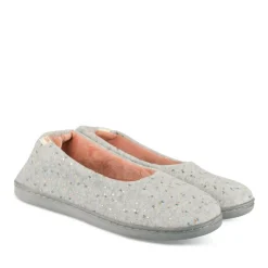 Chaussons GRIS Femme Motif Uni A Enfiler