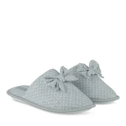 Chaussons GRIS Femme Motif A Pois A Enfiler