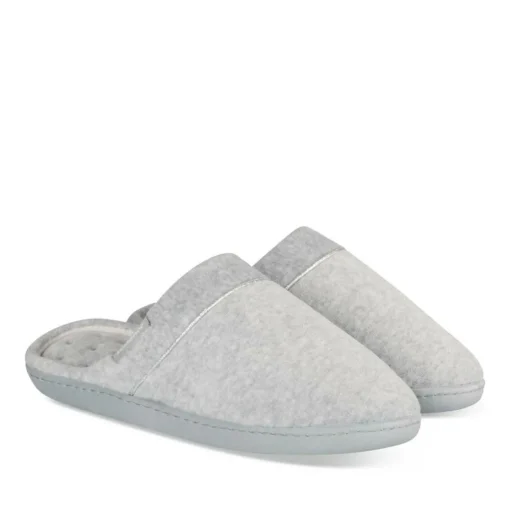 Chaussons GRIS Femme Motif Uni A Enfiler