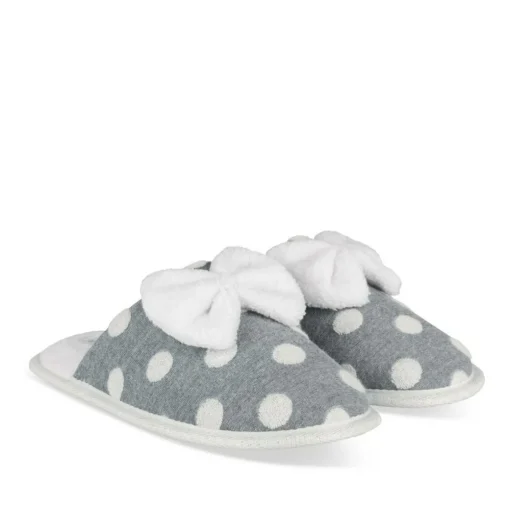 Chaussons GRIS Femme Motif Uni A Enfiler