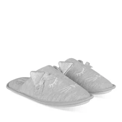 Chaussons GRIS Femme Motif Uni A Enfiler
