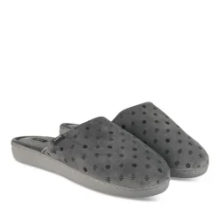 Chaussons GRIS Femme Motif A Pois A Enfiler