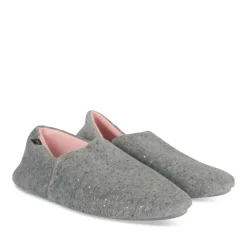 Chaussons GRIS Femme Motif Uni A Enfiler