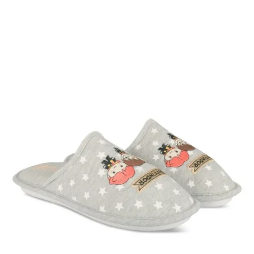 Chaussons GRIS Femme Motif Uni A Enfiler