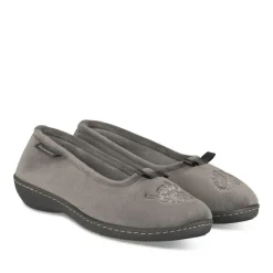 Chaussons GRIS Femme Motif A Pois A Enfiler