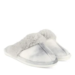 Chaussons GRIS Femme Motif Uni A Enfiler