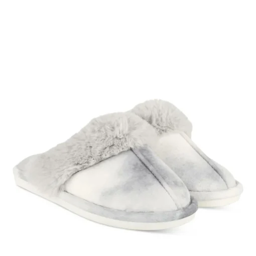 Chaussons GRIS Femme Motif Uni A Enfiler