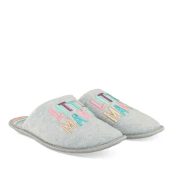 Chaussons GRIS Femme Motif Uni A Enfiler