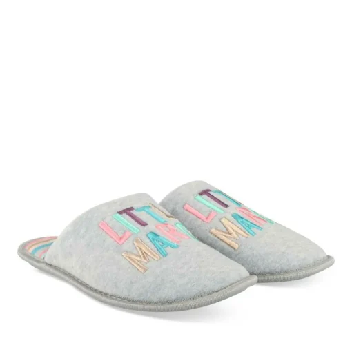 Chaussons GRIS Femme Motif Uni A Enfiler