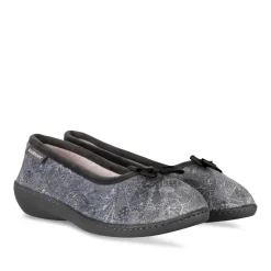 Chaussons GRIS Femme Motif Uni A Enfiler