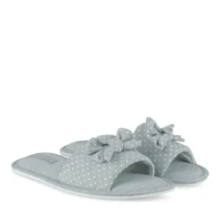 Chaussons GRIS Femme Motif A Pois A Enfiler
