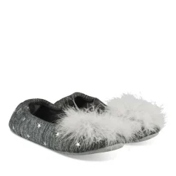 Chaussons GRIS Femme Motif Etoiles A Enfiler