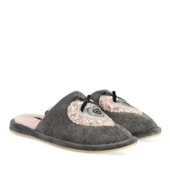 Chaussons GRIS Femme Motif Uni A Enfiler