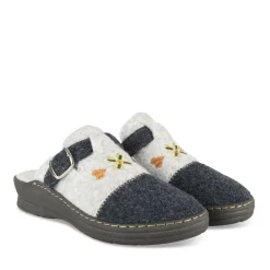 Chaussons GRIS Femme Motif Uni A Enfiler