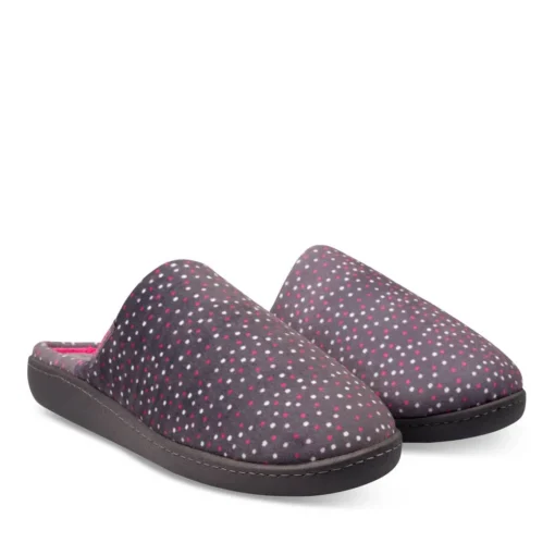 Chaussons GRIS Femme Motif A Pois A Enfiler