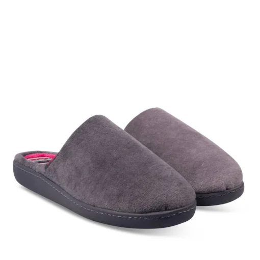 Chaussons GRIS Femme Motif Uni A Enfiler