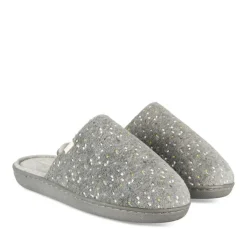 Chaussons GRIS Femme Motif A Pois A Enfiler