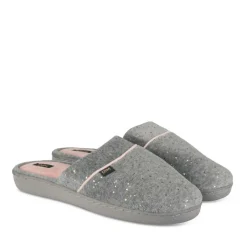 Chaussons GRIS Femme Motif Uni A Enfiler