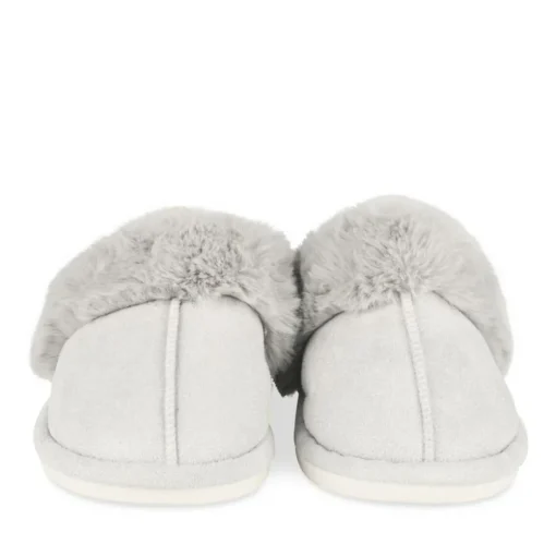 Chaussons GRIS Femme Motif Uni A Enfiler
