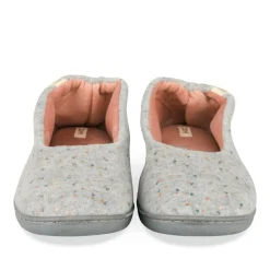 Chaussons GRIS Femme Motif Uni A Enfiler