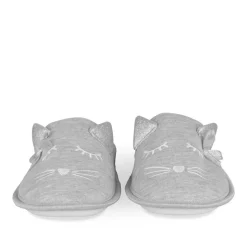 Chaussons GRIS Femme Motif Uni A Enfiler