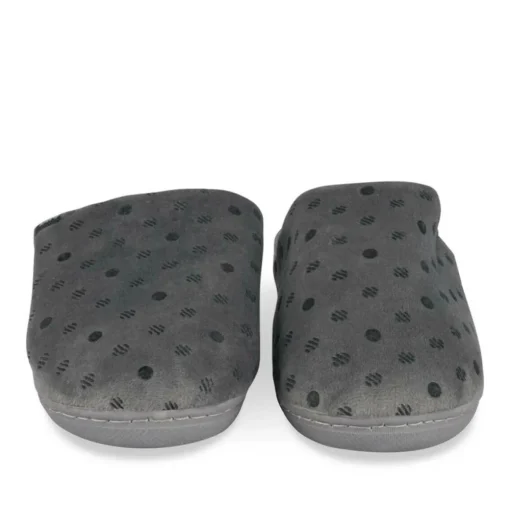 Chaussons GRIS Femme Motif A Pois A Enfiler