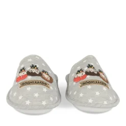 Chaussons GRIS Femme Motif Uni A Enfiler