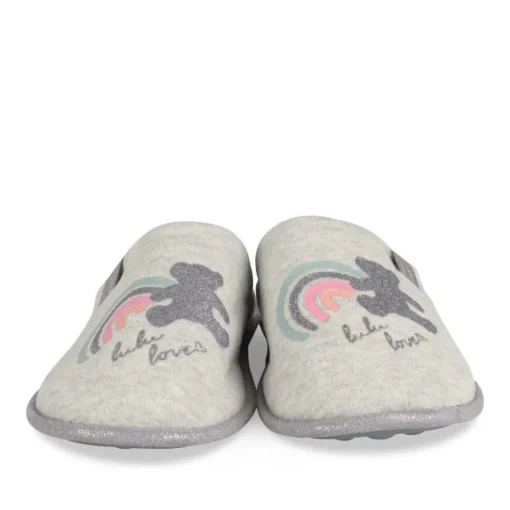 Chaussons GRIS Femme Motif Uni A Enfiler