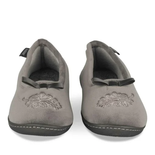 Chaussons GRIS Femme Motif A Pois A Enfiler