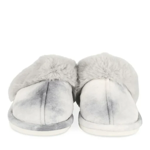 Chaussons GRIS Femme Motif Uni A Enfiler