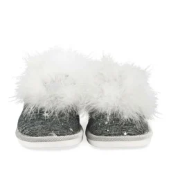 Chaussons GRIS Femme Motif Etoiles A Enfiler