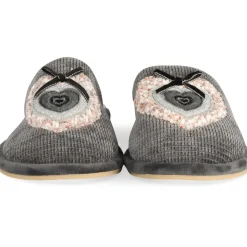 Chaussons GRIS Femme Motif Uni A Enfiler