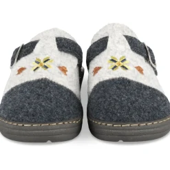 Chaussons GRIS Femme Motif Uni A Enfiler
