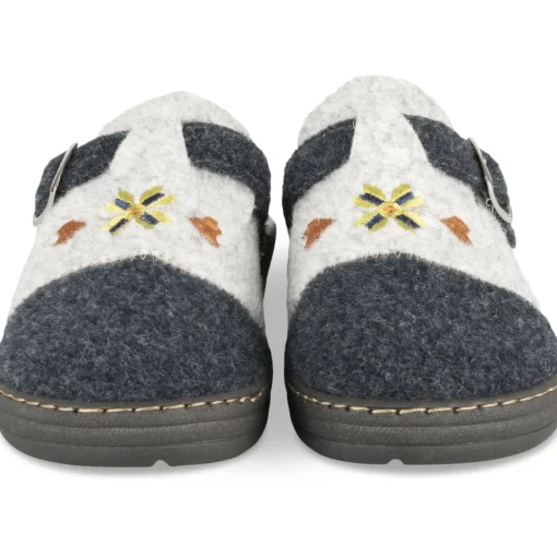 Chaussons GRIS Femme Motif Uni A Enfiler