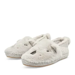 Chaussons GRIS Femme Motif Animal A Enfiler