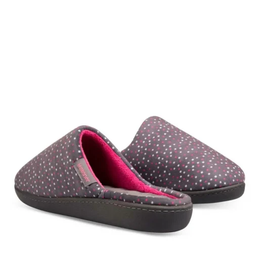 Chaussons GRIS Femme Motif A Pois A Enfiler