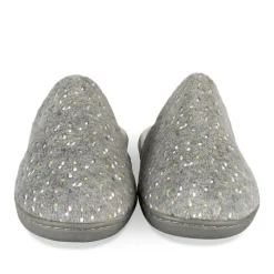 Chaussons GRIS Femme Motif A Pois A Enfiler