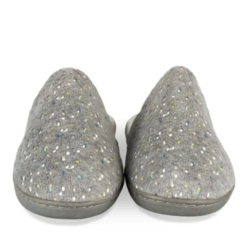 Chaussons GRIS Femme Motif A Pois A Enfiler