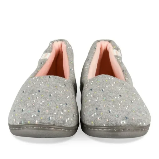 Chaussons GRIS Femme Motif Uni A Enfiler